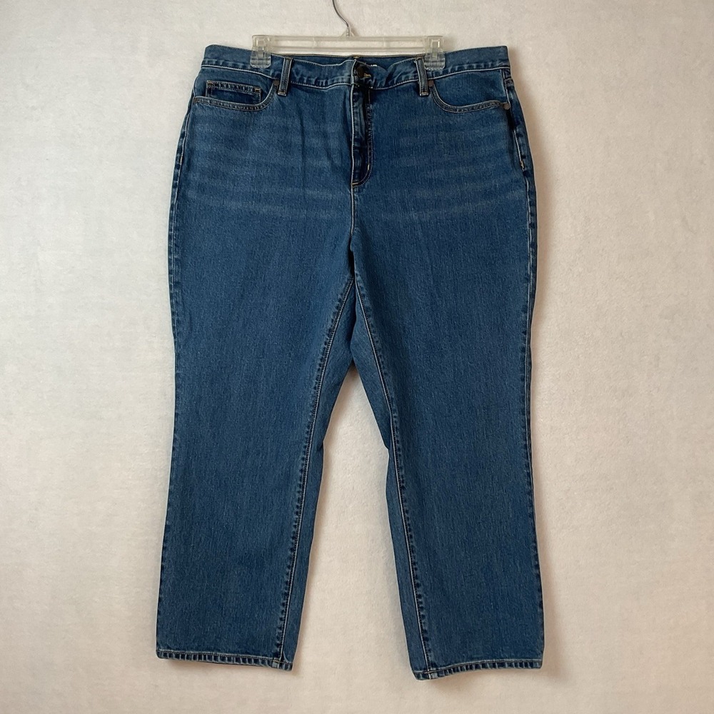 Lands End Jeans Womens‎ 18 Petite Blue Denim High Rise Straight